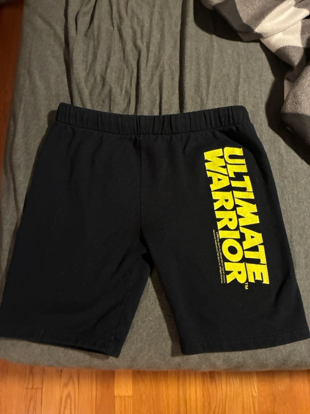Ultimate Warrior Black Athletic Shorts with Yellow Logo classic vintage